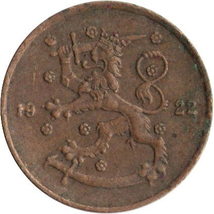 Финляндия 5 пенни 1922 год