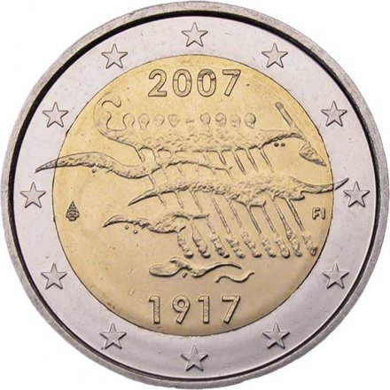 Финляндия 2 евро 2007 год - 90 лет провозглашения независимости