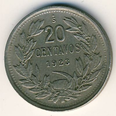 Чили 20 сентаво 1923 год