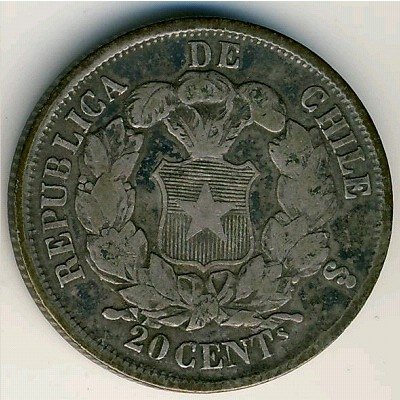 Чили 20 сентаво 1866 год