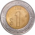 Мексика 1 песо 2015 год - Хохлатый сокол UNC