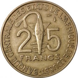 Западная Африка 25 франков 1990 год