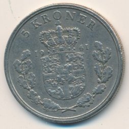 Дания 5 крон 1961 год