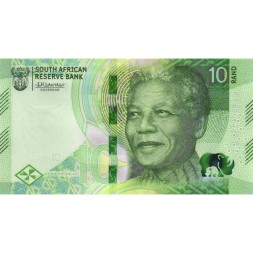 ЮАР 10 рэндов 2023 год - Нельсон Ролихлахла Мандела. Носороги - UNC