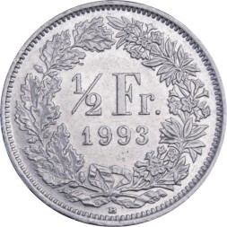 Швейцария 1/2 франка 1993 год