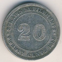 Стрейтс-Сетлментс 20 центов 1899 год