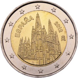 Испания 2 евро 2012 год - Кафедральный собор в г. Бургос