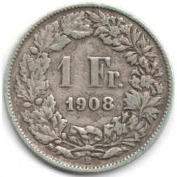 Швейцария 1 франк 1908 год