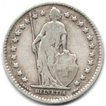Швейцария 1 франк 1908 год