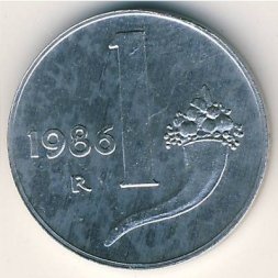 Италия 1 лира 1986 год