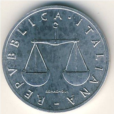 Италия 1 лира 1986 год
