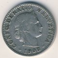 Швейцария 20 раппенов 1908 год