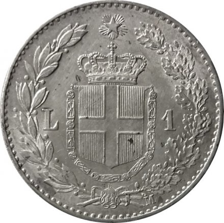 Италия 1 лира 1887 год - XF