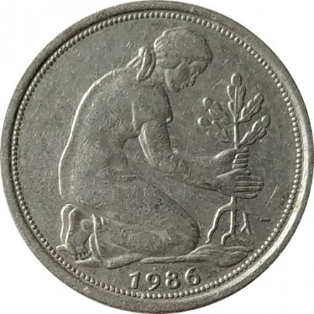 ФРГ 50 пфеннигов 1986 год (F)