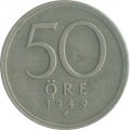 Швеция 50 эре 1949 год - Король Густав V