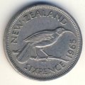 Новая Зеландия 6 пенсов 1965 год - Разноклювая гуйя (медь-никель)