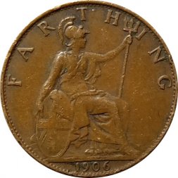 Великобритания 1 фартинг 1906 год - VF