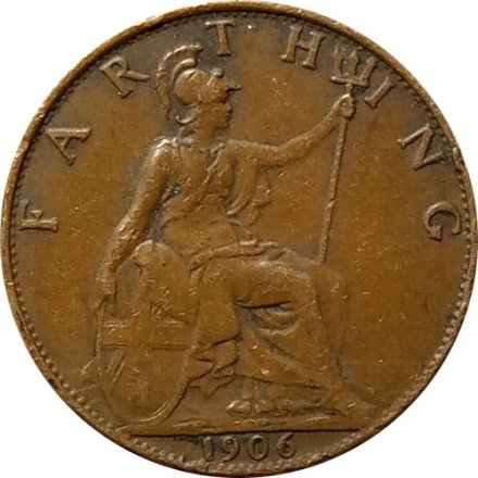 Великобритания 1 фартинг 1906 год - VF