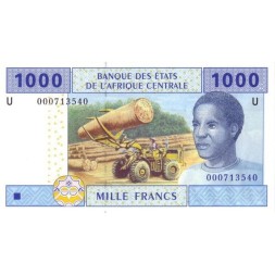 Камерун 1000 франков КФА 2002 год - Лесозаготовка (U)