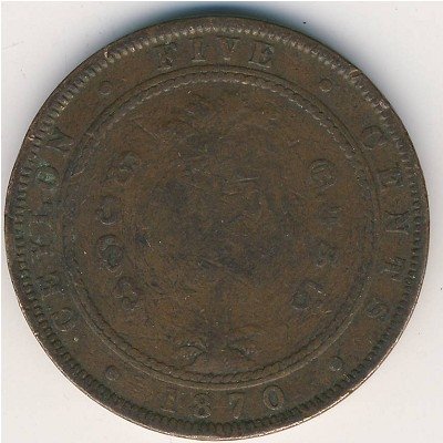 Цейлон 5 центов 1870 год