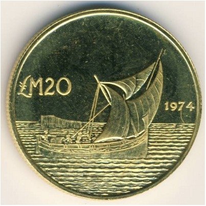 Мальта 20 фунтов 1974 год
