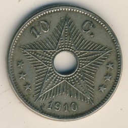 Бельгийское Конго 10 сентим 1910 год