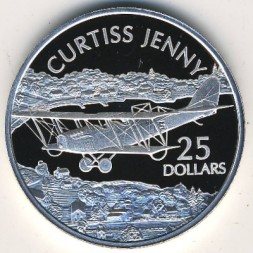 Монета Соломоновы острова 25 долларов 2003 год - Самолёты. Curtiss JN-4 Jenny