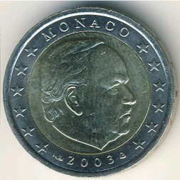 Монако 2 евро 2003 год - Князь Монако Ренье III