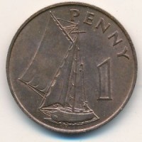 Монета Гамбия 1 пенни 1966 год