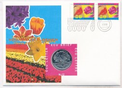 Нидерланды 1 экю 1996 год - Весенние цветы (в конверте с марками)
