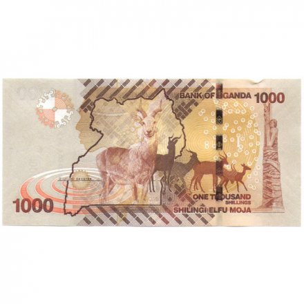Уганда 1000 шиллингов 2013 год - Герб. Антилопы. Монумент независимости UNC-