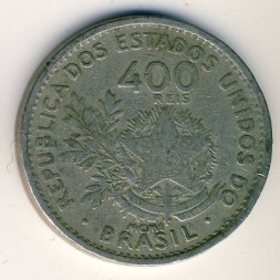 Монета Бразилия 400 рейс 1901 год