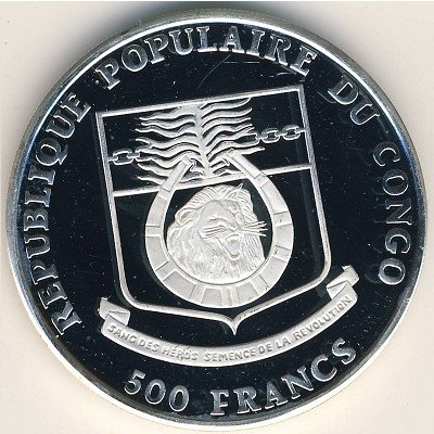 Конго 500 франков 1992 год