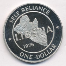 Либерия 1 доллар 1976 год (Proof)
