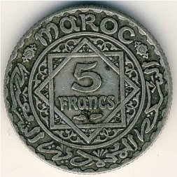 Марокко 5 франков 1928 год