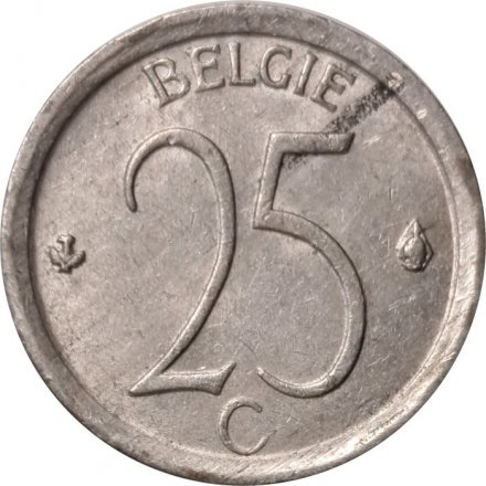 Бельгия 25 сантимов 1969 год BELGIE (Монетное отношение аверс/реверс (180°))