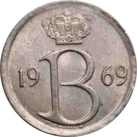 Бельгия 25 сантимов 1969 год BELGIE (Монетное отношение аверс/реверс (180°))