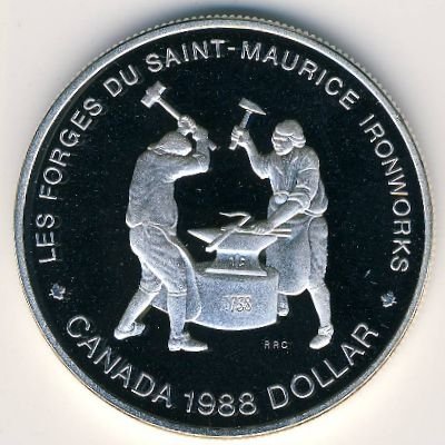 Канада 1 доллар 1988 год - 250 лет кузницам Сен-Мориса (Proof)