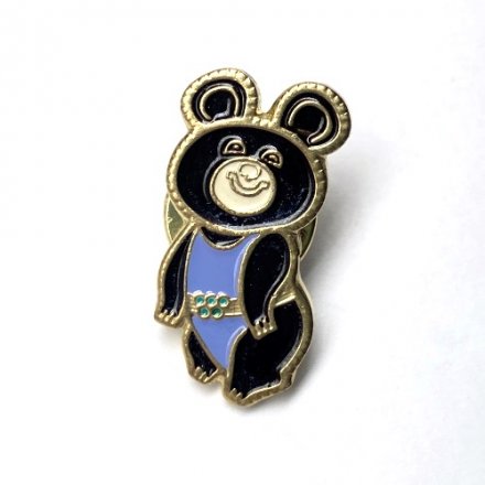 Значок Олимпийский мишка (лиловый). XXll Олимпийские игры. Москва 1980