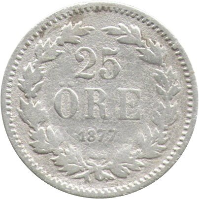 Швеция 25 эре 1877 год