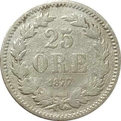 Швеция 25 эре 1877 год