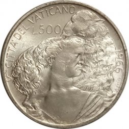 Ватикан 500 лир 1966 год