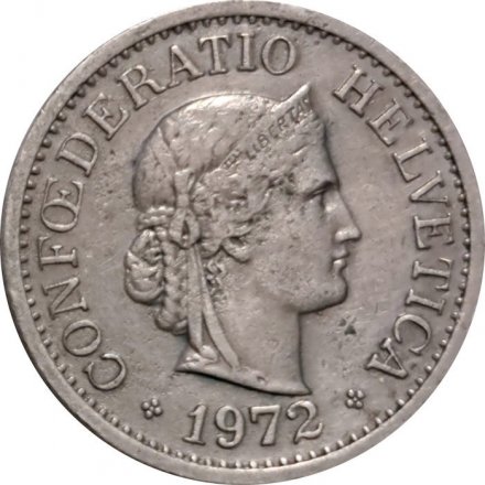 Швейцария 10 раппенов 1972 год