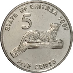 Эритрея 5 центов 1997 год - Леопард