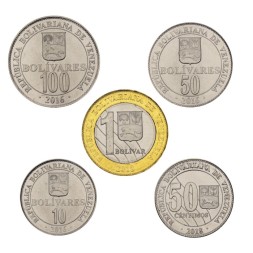 Набор из 5 монет Венесуэла 2016 - 2018 год