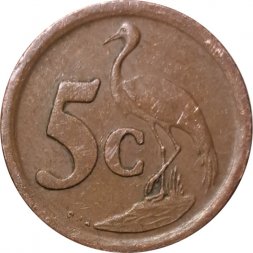 ЮАР 5 центов 1991 год - Райский журавль