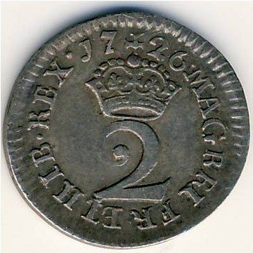 Великобритания 2 пенса 1726 год