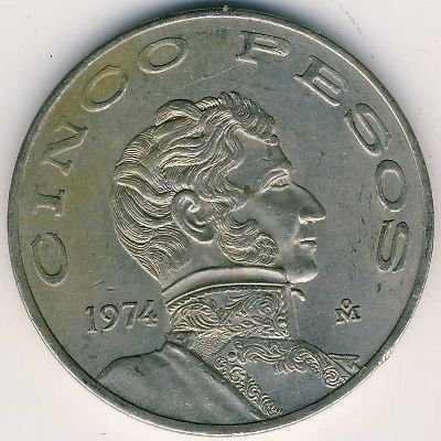 Мексика 5 песо 1974 год