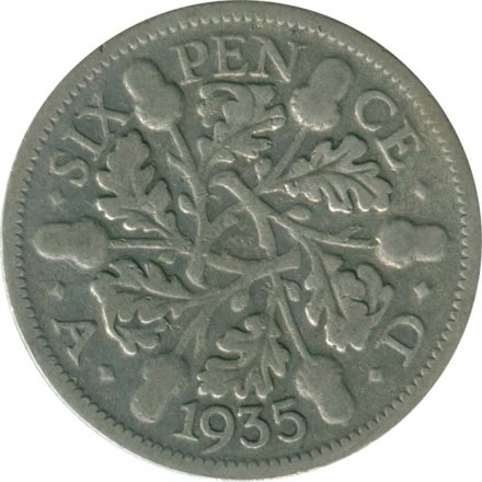 Великобритания 6 пенсов 1935 год