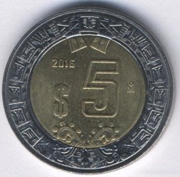 Мексика 5 песо 2016 год - Орёл